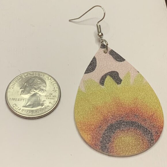 Cow Print Earring, Animal Print Earring, Sunflower Earring, Boho Earring, Gift - Picture 7 of 7